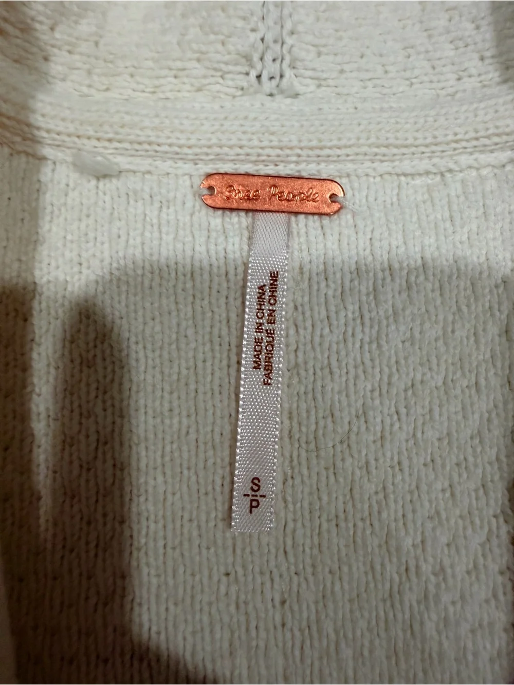 Free People Cream Shawl Collar Button Cardigan